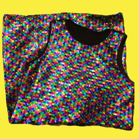 ASOS Rainbow Sequin Sleeveless Dress Sz 8 NWT - Picture 3 of 14